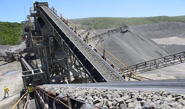 Industrial conveyor belt in manufacturing plant